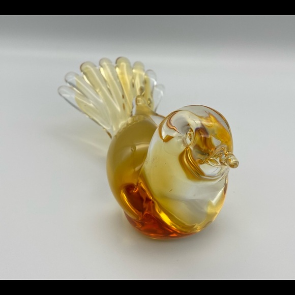 Amber Handblown Murano Glass Bird R Anatra Signed - Picture 8 of 14